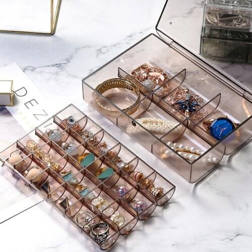 Double layer Clear Jewelry Box Organizer Necklace Earrings Accessories Tool Nail Art Rhinestone Bead Storage Box
