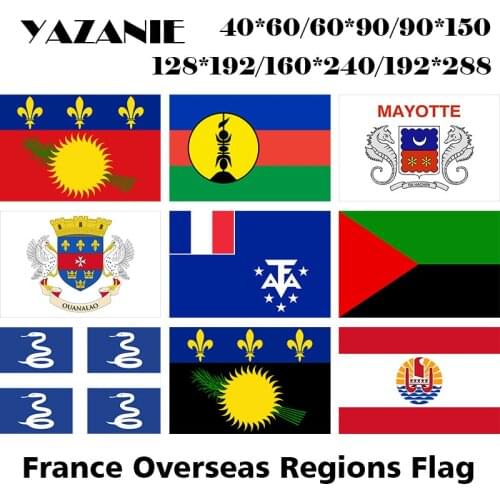 YAZANIE France Guadeloupe New Caledonia Mayotte Saint Barthelemy Southern and Antarctic Lands Martinique French Regions Flags