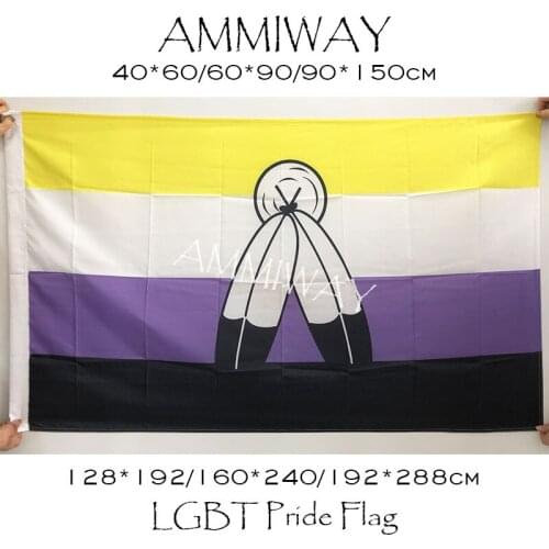AMMIWAY Any Size Small Two-Spirit Non Binary LGBT Rainbow Pride Flag Polyester Printed Party Custom Flags and Banners