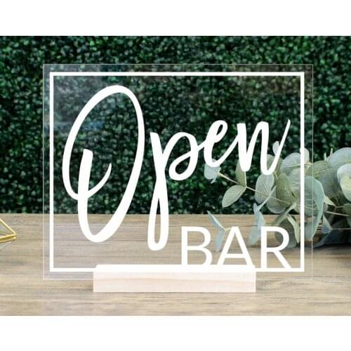 Open Bar Table Sign Clear Acrylic Wedding Sign wedding bar menu table sign sweets bar sign bridal shower bachelorette