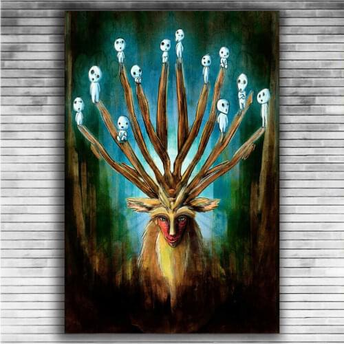 Princess Mononoke Ghibli Cartoon Classic Hot Japan Anime 5 Silk Fabric Wall Poster Art Decor Sticker Bright