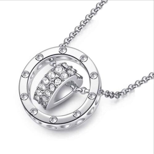 KOFSAC New 925 Silver Necklaces for Women Anniversary Exquisite Austrian Rhinestones Heart Pendants Necklace Jewelry Gifts N134