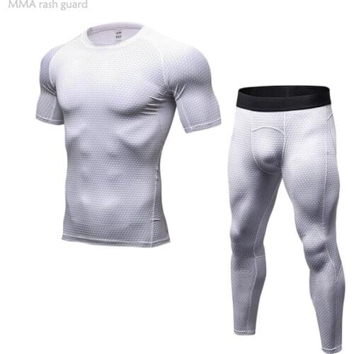 Summer Training Set Male Short Top Sports Leggings Quick dry Sweat Sportswear Tracksuit Jogging Suits 2pc set 2021 High quality