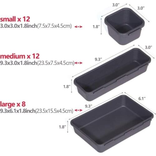 M17D 32pcs Interlocking Bin Desk Drawer Organizer Tray Dividers Separator Storage Box