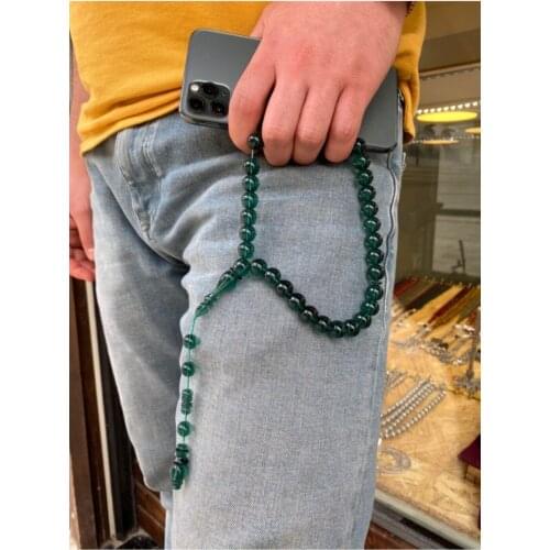 Master System Flagellate Green Powder Amber Prayer beads Material: Compressed Pres Amber · Tassel: master system