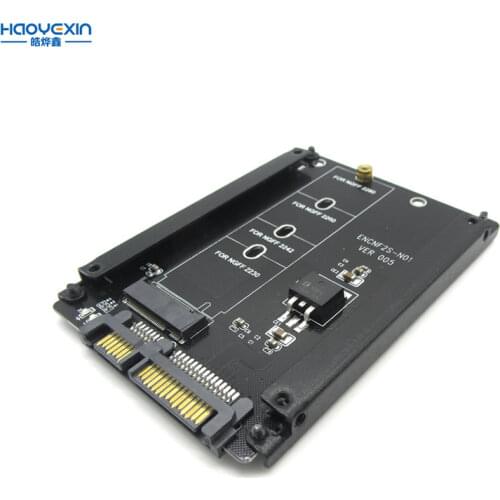Haoyexin Black Metal Case B+M Socket 2 M.2 NGFF (SATA) SSD to 2.5 SATA Adapter for 2230/2242/2260/2280mm m2 SSD m2 to sata