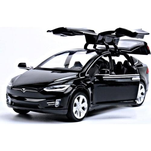1:32 Tesla Model X90 Metal Vehicle Diecast Pull Back Cars Toys for Boy Collection