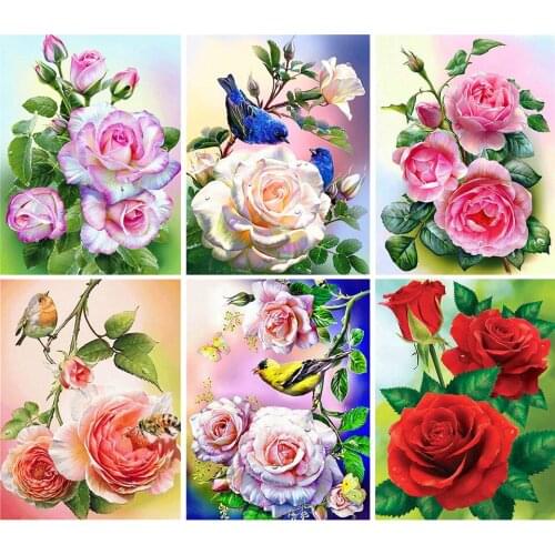 5D DIY Diamond Painting Flower Cross Stitch Kit Rose Diamond Embroidery Mosaic Full Square Rhinestone Home Decor Sticker Gift