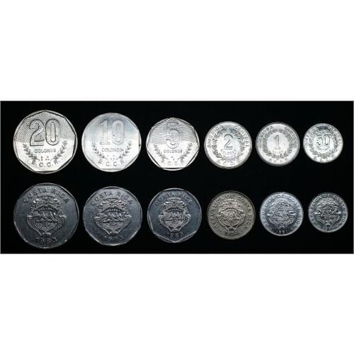 Costa Rica Set 6 Pieces America Coins Original Coin Commemorative Edition 100% Real
