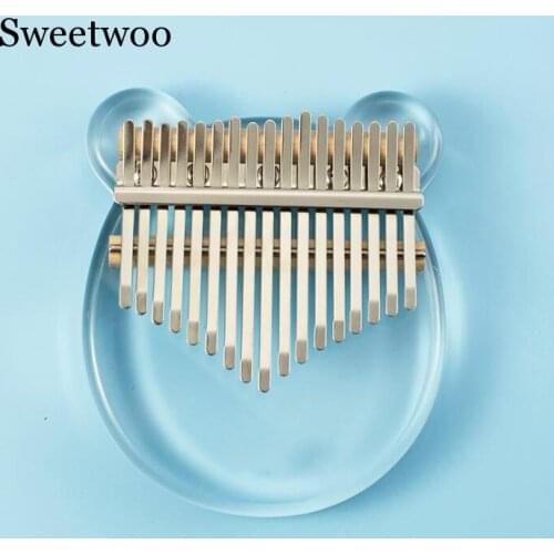 Newest 17 Key Kalimba Acrylic Thumb Piano 17 Keys Mbira Transparent Keyboard Instrument With Tuner Hammer + Gig Bag Calimba