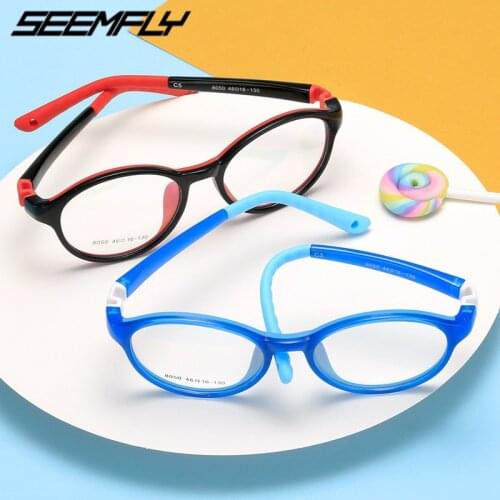 Seemfly Anti Blue Light TR90 Kids Glasses Children Boy Girls Computer Goggle Spectacle Eyeglasses Plain Mirror Soft Eyewear New
