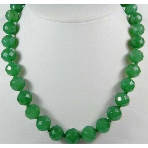 Natural 10mm Faceted Round Aquamarine Gemstone Beads Necklac 18'' AAA