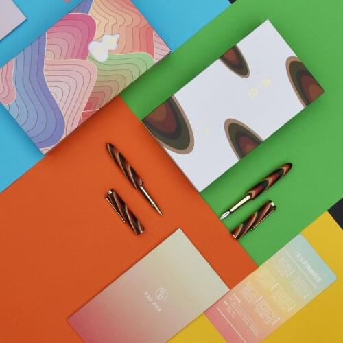 Flat Craftsman Solid Wood Fountain Pen Mens And Womens High-end Gifts Business Personality Chinese Style Gift Box