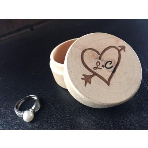 Personalized intials heart keepsake Wooden Wedding proposal Couples Ring bearer Boxes engagement party favors Gift for Couples