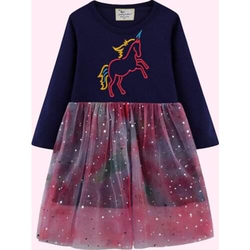 New Net Yarn Girls Princess Dress Autumn Cartoon Unicorn Dress Dresses Girls From 2 To 7 Years