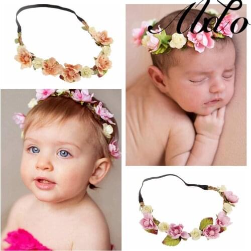 ABDO Baby Girl Headband Beautiful Infant Baby Flowers Crown Wreath Headwear Baby Hairbands Baby Girls Hair Accessories