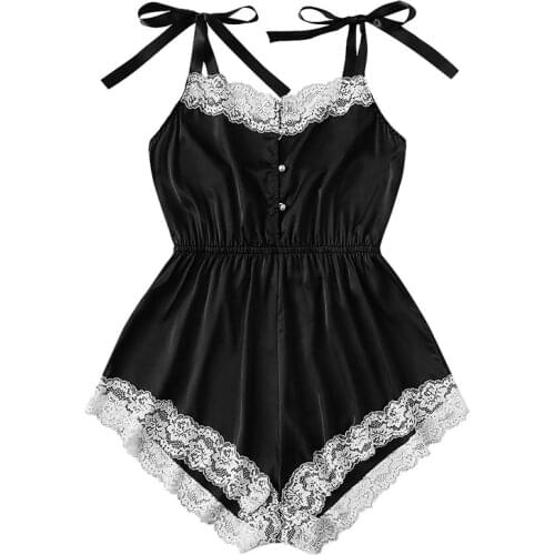 Sanderala 2021 Women One-pieces Nightwear Bandage Backless Underwear Sexy Womens Pearl Pajamas Lingerie S-XXL Lace Sleepwear