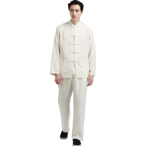 Shanghai Story Long Sleeve mens Tai ji clothing set kung fu suit Linen chinese kungfu suit Tai chi shirt + pants set 2 color