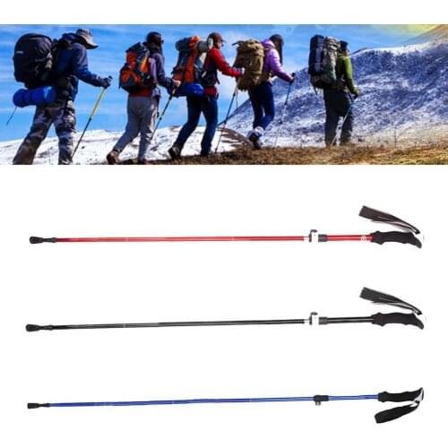 Outdoor Sport Climbing 5 Section Non-slip Folding Walk Stick Aviation Aluminum Alloy Ski Trekking Pole Hiking Tool