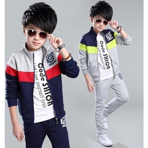 2Pcs Boys Tracksuit Spring Autumn Children Clothing Sets Cotton T-Shirt + Pants Sport Suit Boy Clothes Set Costumes 10 12 14 Y