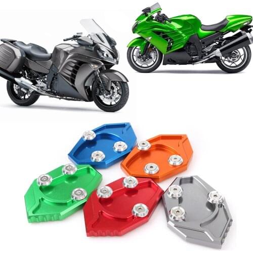 CNC Kickstand Enlarger Side Stand Pad Extension Pad Support Plate For Kawasaki ZX14R /ZZR1400 GTR1400 CONCOURS 14 2008-2014