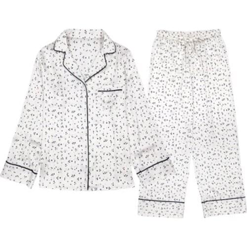 Spring 2020 Heavy Silk Pajamas Women NightGown Long Sleeve Female 19mm 100 Silk Sleepwear Ladies Casual Suitwave Home Suit