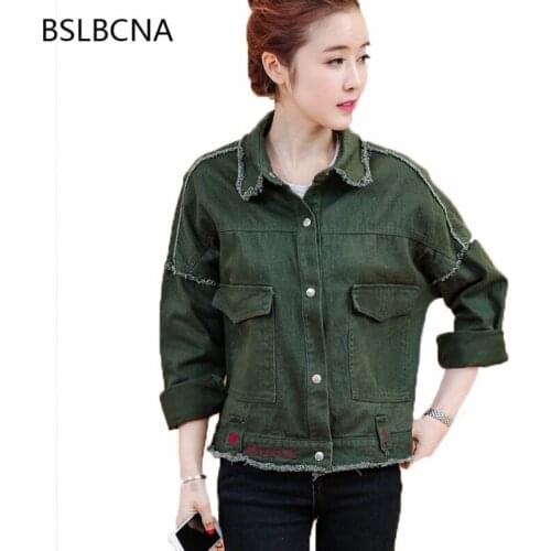 2020 Autumn Chaqueta Fashion Clothes Jeans Jacket Women Embroidery Casual Vintage Frayed Long Sleeve Denim Coat Female A249