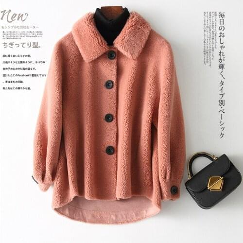 Sheep Shearling Fur Coat Female Real Wool Coat 2020 Autumn Winter Jacket Women Lamb Fur Korean Jackets Chaqueta Mujer MY