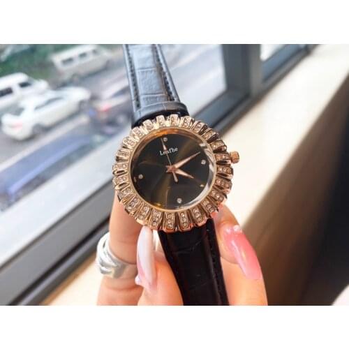 Fashion Brand Quartz Watch Stainless Steel Dial Leather Strap Lady Watches Seven Colors To Choose Relogio Feminino Montre Femme