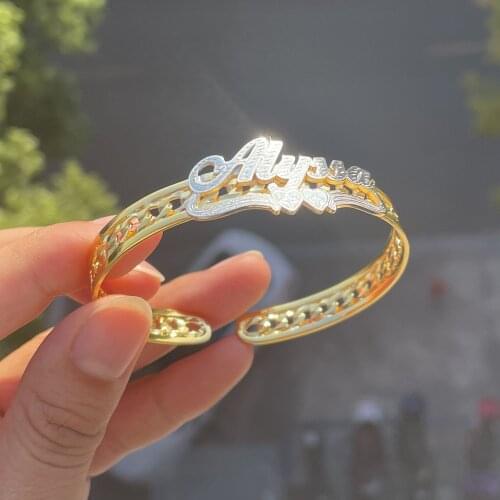 2020 New S925 Custom Name Bracelet Womens Letter Sterling Silver Bracelet Personality Gothic Two Color Custom Bracelet