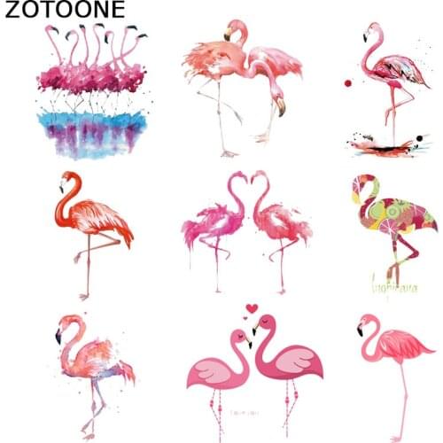 ZOTOONE Iron on Patches for Clothes Heat Transfer Pink Flamingo Patch A-level T-Shirt Stickers for Clothes Accessory Applique C