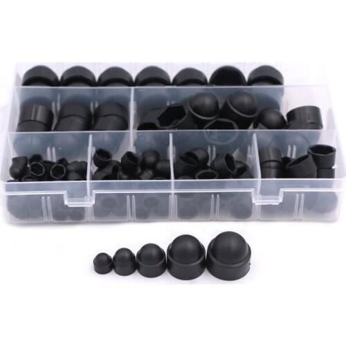 145pcs black rubber hexagon nut cover boxed protective cap M4-M12 bolt cap