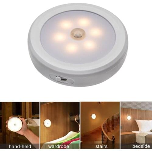 2PCS PIR Motion Sensor 6 LED Light Cordless Battery Night Light Closet Stair Lights Tap Safe Lights for Hallway Bathroom Bedroom