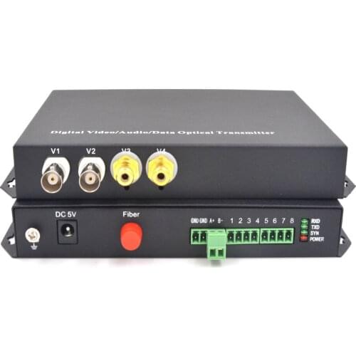 2CH Video+ 2CH Audio + Data Fiber Optical Media Converters SM 20Km