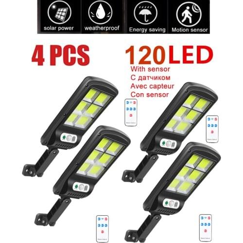 4pcs tabular oblong Garden 100 LED Solar Lamp PIR Motion Sensor Solar Light Waterproof For Outdoor Wall Street Décor lighting re