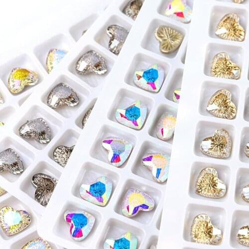 50pcs/lot Rhombus/Heart/Round 3D Nail Art Rhinestone Crystal Charms Relief Fancy Strass Embossed Jewelry Nail Decorations TG#09