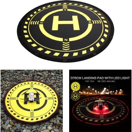 70cm Portable Drones Landing Pad with LED Light for DJI Air 2S, Made of Waterproof Nylon
