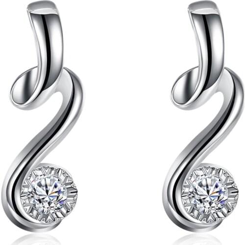 925 Silver Color Twisted Cute Shiny Zircon Earrings Female Fashion Jewelry Shiny New Trend Earrings