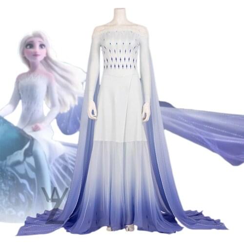 Newest Shining Princess Dress Queen Elsa Cosplay Costume Fancy Purple Dress Long Trailing Dress Christmas Gift Party Dress