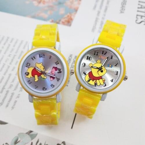Disney Winnie Pooh Childrens Watch Anime Movie Character Ceramic Strap Pointer Luminous Digital Quartz Watch Birthday Gifts
