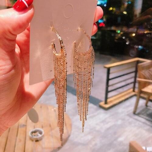 2021NEW S925 silver Jewelry fashion needle fashionable irregular gold electroplating tassel long earrings, earring female