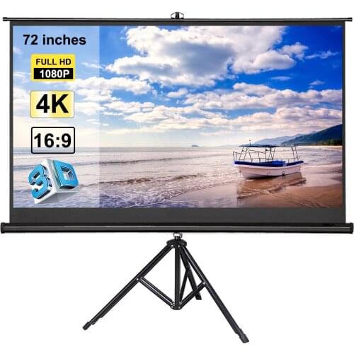 Projector Screen 72 100 inches Tripod Stand 16:9 Portable Projection Screen 4K 3D Movies Screen for Home Office Indoor Outdoor