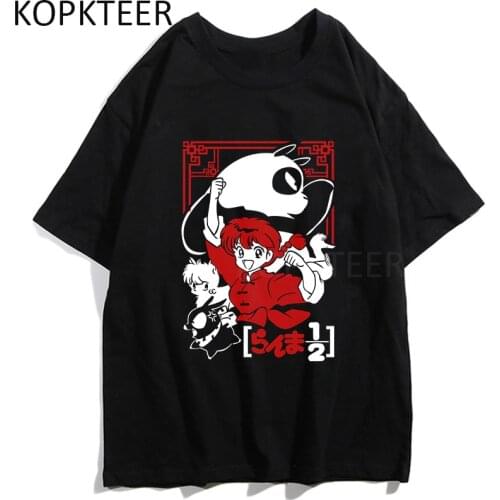 Anime T-shirts Ranma 1/2 Ranma Saotome Hibiki Genma Kung Fu Fighting Manga Print T-shirt Summer Japanese Style Streetwear Tops