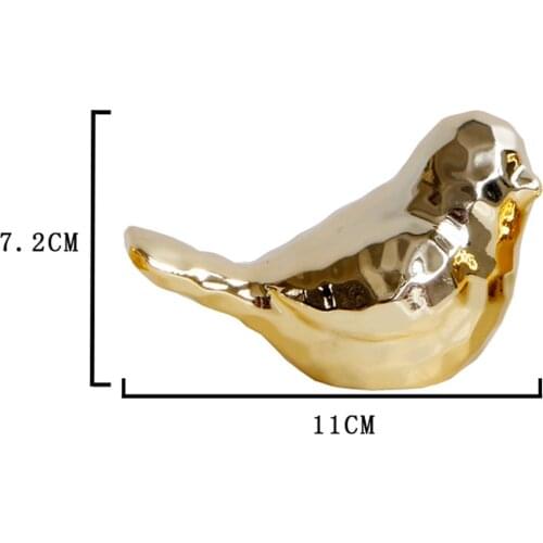 Scandinavian Style Ceramic Bird Figurine Home Decor Ornaments Golden