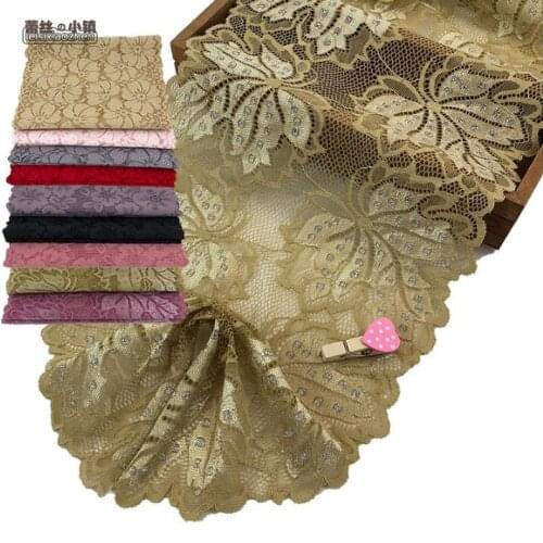 2 Meters 20CM Black Red Pink Beige Stretch Lace Fabric Ribbon DIY Elastic lace Trimming Handmade Sew Clothes Wedding Party Dress