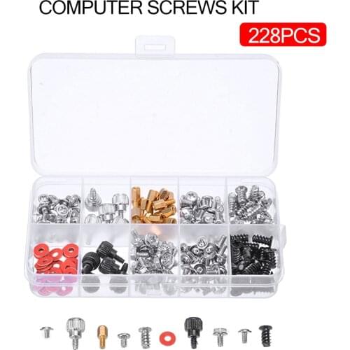 Mayitr 228Pcs Laptop Notebook Computer Screws Replacement Kit PC Screws Set With case For Motherboard Case Fan CD-ROM Hard Disk