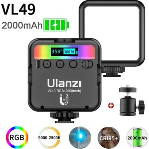 Orsda Ulanzi VL49 Mini Video Light Lighting For Photography 2000mAh 2500K-9000K RGB LED Video Camera Light Vlog Fill Light Live