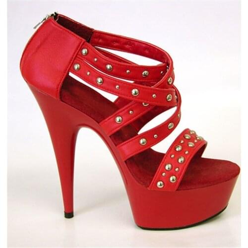 15CM Fashion Rivets High Heel Sandals Women High Heel Platform Shoes, Model / Wedding Shoes (4 Colors)
