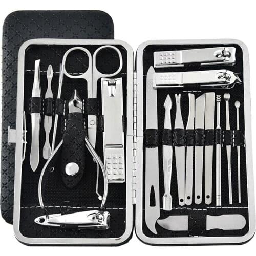 19Pcs/Set Manicure Cutters Nail Clipper Set Household Stainless Steel Ear Spoon Nail Clippers Pedicure Nail Scissors Tool