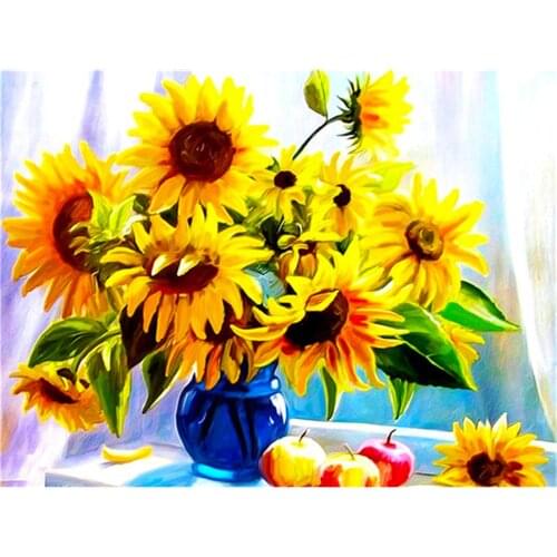 Sunflower Flower DIY 11CT Embroidery Cross Stitch Kits Craft Needlework Set Cotton Thread Printed Canvas Home Sale